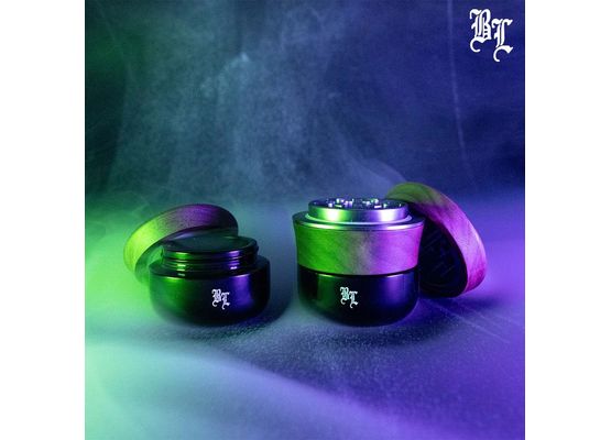 Black Leaf Holz-Grinder 4-tlg. mit Violettglas Ø 68/51,3mm H 65mm 