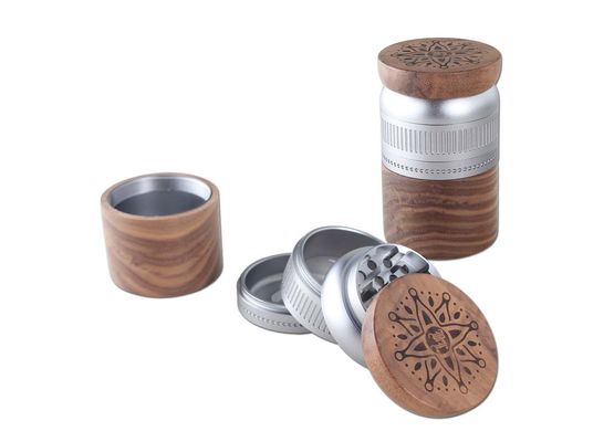 Black Leaf Alu/Walnuss Grinder 5-tlg. silbergrau; Ø 63/50mm H 105mm