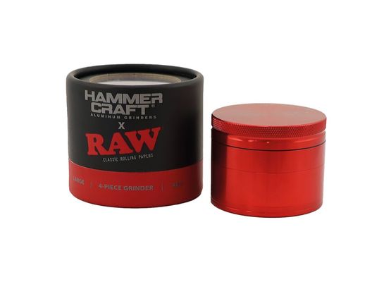 RAW Hammer Craft Large Aluminium Grinder Red 4 Parts - 60mm