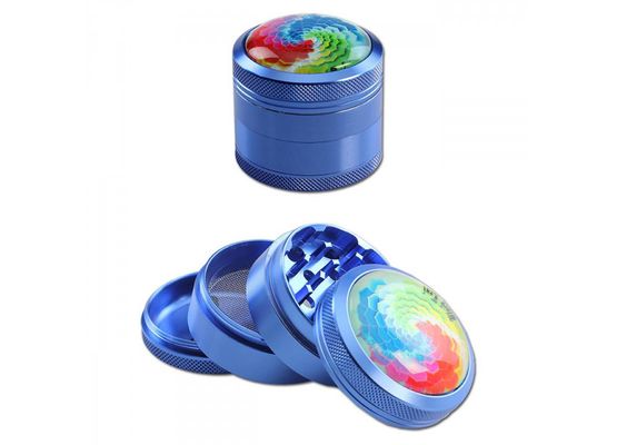 'Black Leaf' 'Mandala' Alu-Grinder 4-tlg. türkis Ø 50mm H 48mm Mit Glaskuppel