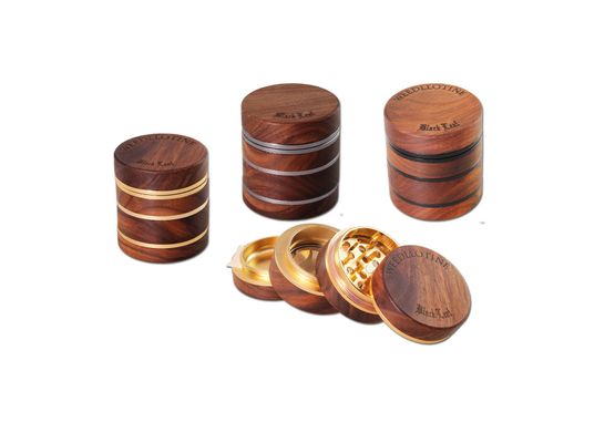 "Black Leaf" Alu/Holzgrinder 4-teilig 68mm diverse Motive