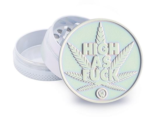 Grinder Metal "High as Fuck" Icy Pearl; 3-tlg.; Ø 40mm