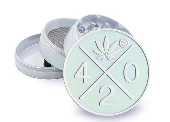 Grinder Metal "420 Logo" Icy Pearl; 4-tlg.; Ø 60mm