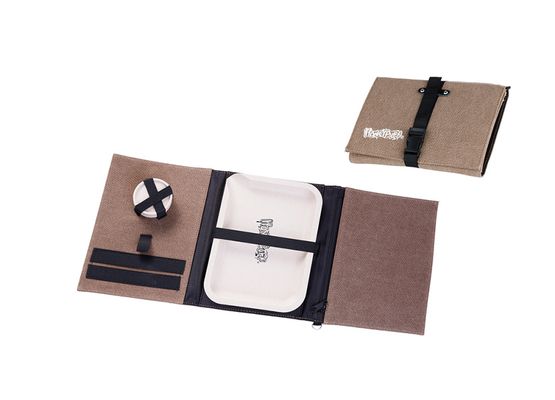 Grinder-Set "Beige", H. 2,5cm, Ø 5,5cm - Grinder & Tasche Set