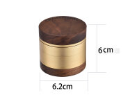 Grinder "Round Wooden" 4-tlg., Ø 6,2 cm gold Holz-Metall