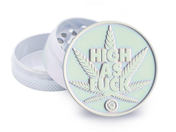 Grinder Metal "High as Fuck" Icy Pearl; 3-tlg.; Ø 40mm